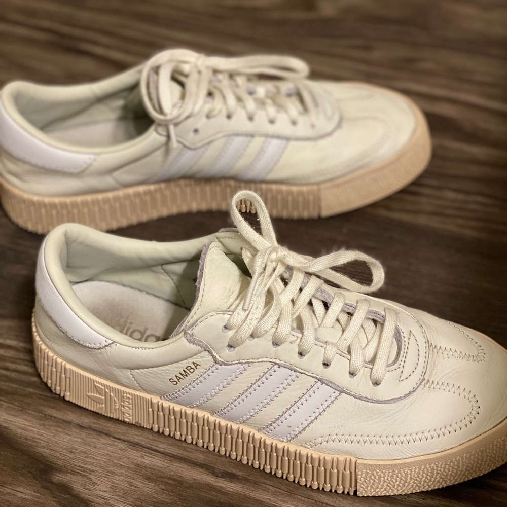 Adidas Sambarose White Platform Sneakers